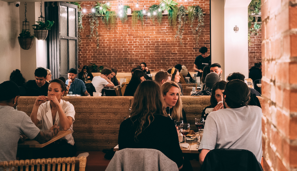 Downstairs dining area at Purezza Camden