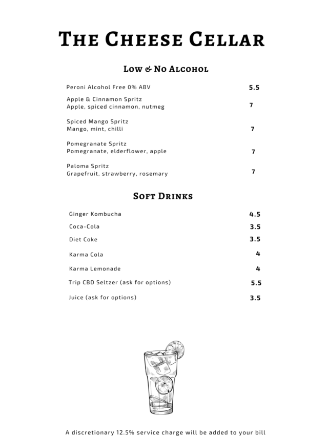 Non-alcoholic and low alcoholic options like soft drinks and spritz