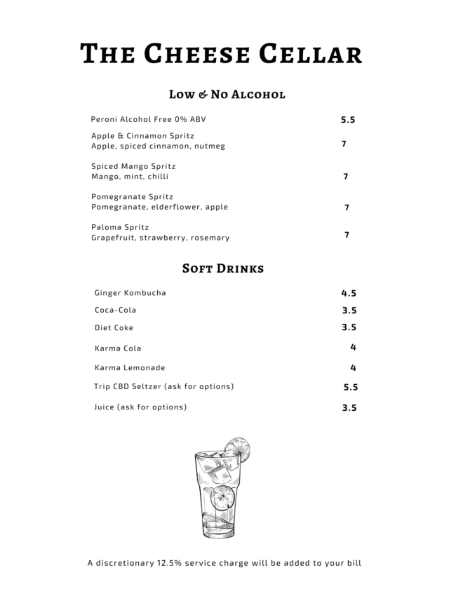 Non-alcoholic and low alcoholic options like soft drinks and spritz